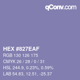 Farbcode: HEX #827EAF | qconv.com