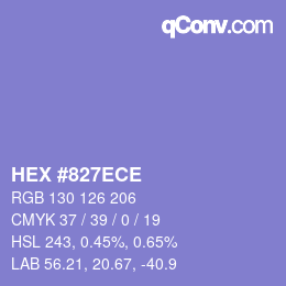 カラーコード: HEX #827ECE | qconv.com
