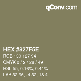 Farbcode: HEX #827F5E | qconv.com