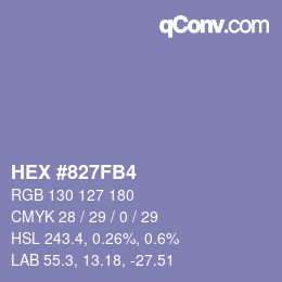 カラーコード: HEX #827FB4 | qconv.com