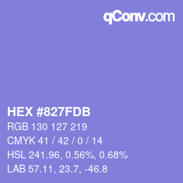 カラーコード: HEX #827FDB | qconv.com