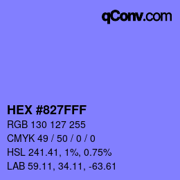 カラーコード: HEX #827FFF | qconv.com