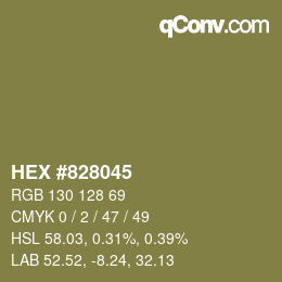 カラーコード: HEX #828045 | qconv.com