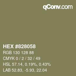 Farbcode: HEX #828058 | qconv.com