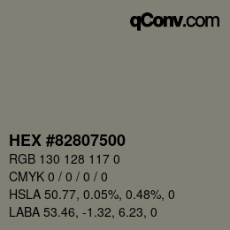 Color code: HEX #82807500 | qconv.com