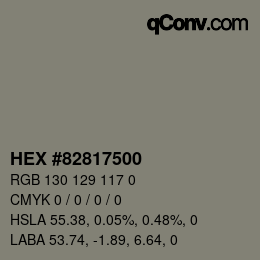 Color code: HEX #82817500 | qconv.com