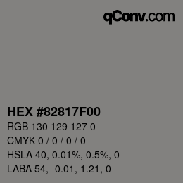 Color code: HEX #82817F00 | qconv.com