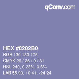 カラーコード: HEX #8282B0 | qconv.com