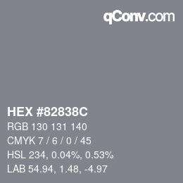颜色代码: HEX #82838C | qconv.com