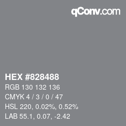 Farbcode: HEX #828488 | qconv.com