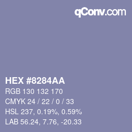 カラーコード: HEX #8284AA | qconv.com