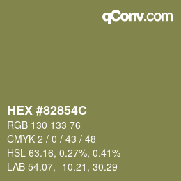 Color code: HEX #82854C | qconv.com