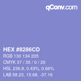 カラーコード: HEX #8286CD | qconv.com