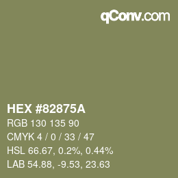 Farbcode: HEX #82875A | qconv.com