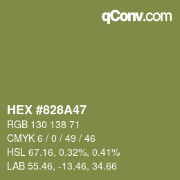 Color code: HEX #828A47 | qconv.com