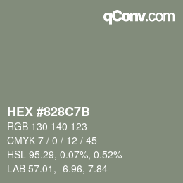 カラーコード: HEX #828C7B | qconv.com