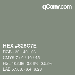 Code couleur: HEX #828C7E | qconv.com