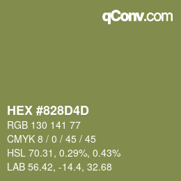 カラーコード: HEX #828D4D | qconv.com