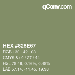 Color code: HEX #828E67 | qconv.com