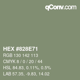 Farbcode: HEX #828E71 | qconv.com