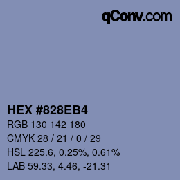 Color code: HEX #828EB4 | qconv.com