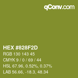 Color code: HEX #828F2D | qconv.com