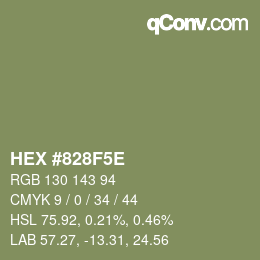 Farbcode: HEX #828F5E | qconv.com