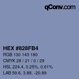 Color code: HEX #828FB4 | qconv.com