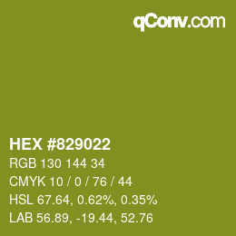 颜色代码: HEX #829022 | qconv.com