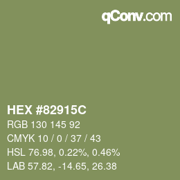 カラーコード: HEX #82915C | qconv.com