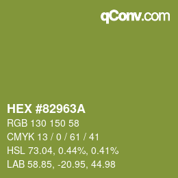 カラーコード: HEX #82963A | qconv.com