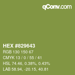 Color code: HEX #829643 | qconv.com