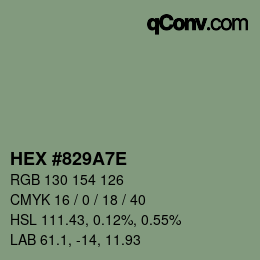 Color code: HEX #829A7E | qconv.com
