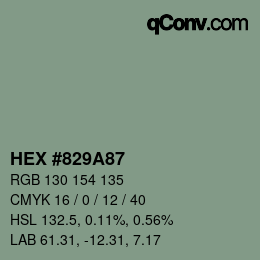 Farbcode: HEX #829A87 | qconv.com