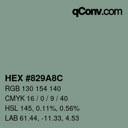 Color code: HEX #829A8C | qconv.com