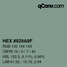 颜色代码: HEX #829A8F | qconv.com