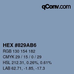 Color code: HEX #829AB6 | qconv.com