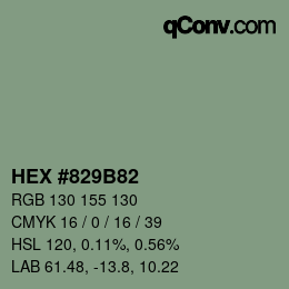 颜色代码: HEX #829B82 | qconv.com