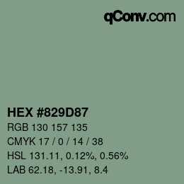 Color code: HEX #829D87 | qconv.com