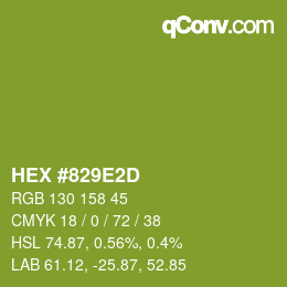 Color code: HEX #829E2D | qconv.com