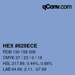 カラーコード: HEX #829ECE | qconv.com