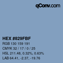 颜色代码: HEX #829FBF | qconv.com