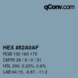 カラーコード: HEX #82A0AF | qconv.com