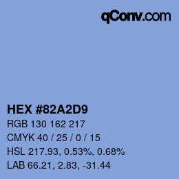 颜色代码: HEX #82A2D9 | qconv.com