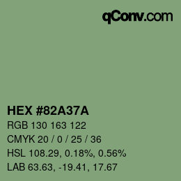 颜色代码: HEX #82A37A | qconv.com