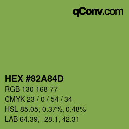 Farbcode: HEX #82A84D | qconv.com