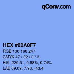 Color code: HEX #82A8F7 | qconv.com