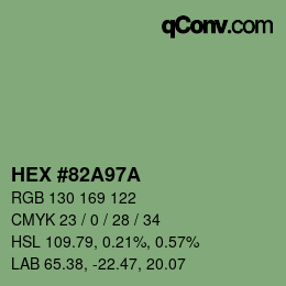 Farbcode: HEX #82A97A | qconv.com
