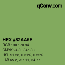 カラーコード: HEX #82AA5E | qconv.com