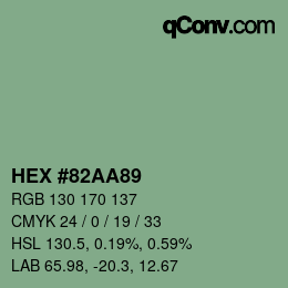 カラーコード: HEX #82AA89 | qconv.com
